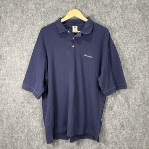 Vintage Columbia Polo Shirt Mens XL Navy Blue Short Sleeve‎ Cotton Logo